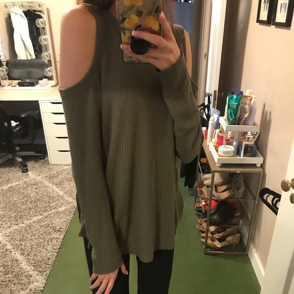 Lazy Sundays Cold Shoulder Sweater - Picture 2 of 7